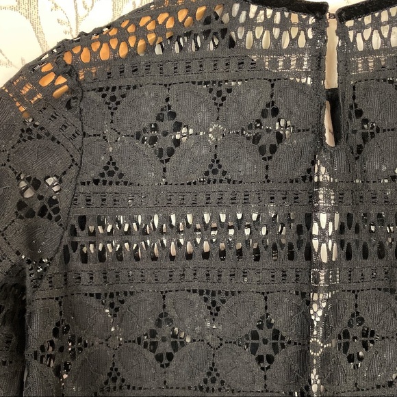 ASOS Lace and Velvet Open Front Smocked Top Black - Picture 7 of 13